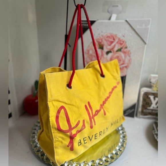 Fred Hayman Vintage Beverly Canvas Tote Yellow 16" x 11" x 5" - Picture 9 of 9